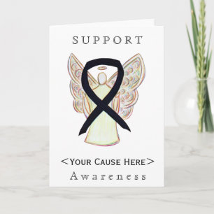 Black Awareness Ribbon Angel Gepersonaliseerd Card Kaart
