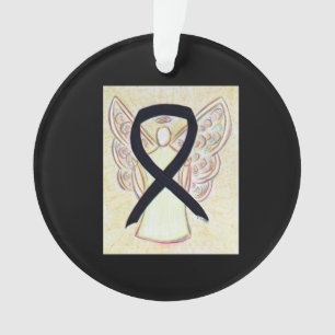 Black Awareness Ribbon Angel Gepersonaliseerd sier Ornament