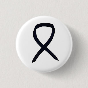 Black Awareness Ribbon Art Gepersonaliseerd Messag Ronde Button 3,2 Cm