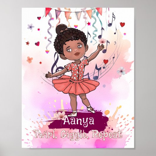 Black Baby Ballerina Wall Art  Poster (Voorkant)
