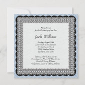 Black Baby Blue Boys Photo Christening Invitations (Dos)