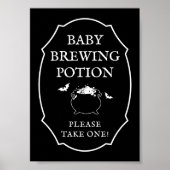 Black  Baby Brewing Potion Halloween Baby Shower Poster (Voorkant)