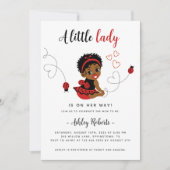 Black Baby Girl Ladybug Shower Invitation (Devant)