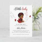 Black Baby Girl Ladybug Shower Invitation (Debout devant)