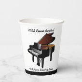 Black Baby Grand Piano Overweging Receptie Papieren Bekers (Achterkant)