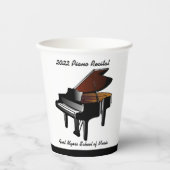 Black Baby Grand Piano Overweging Receptie Papieren Bekers (Voorkant)