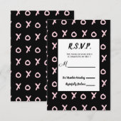 Black & Baby Pink X O XO XO Réponse RSVP tendance (Devant / Derrière)