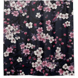 Black Background With Flowers Douchegordijn