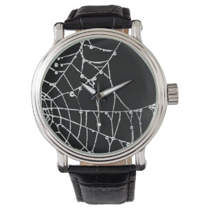 Black Backgrund Spider Web Graphic Silhouette Horloge