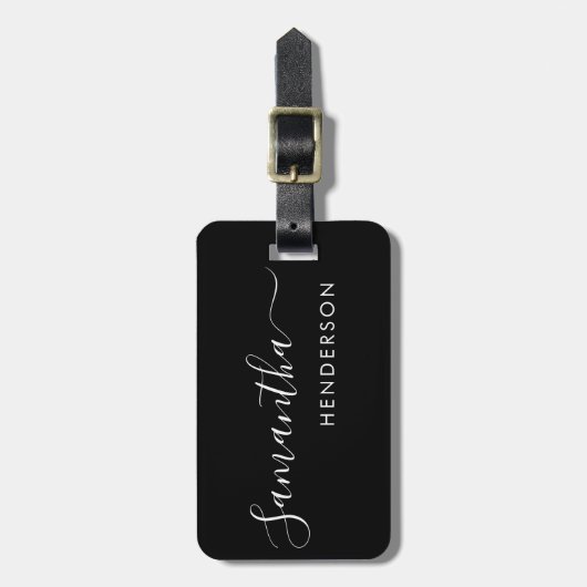 Black Bagagelabels Wedding Table Plan/Favor (Voorkant verticaal)