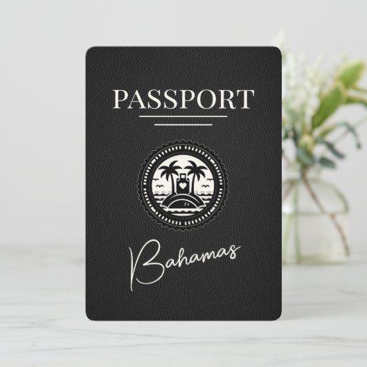 Black Bahamas Passport Bewaar de datum Save The Date (Staand voorkant)