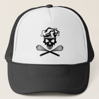 Black Baking Skull en Crossed Whisks Trucker Pet