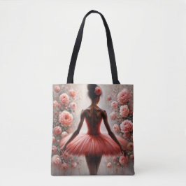 Black Ballerina in Red Tutu with Roses Afrocentric Draagtas