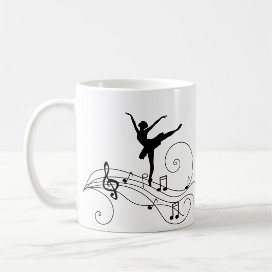 Black Ballerina & Music Notes Café Mug (Gauche)