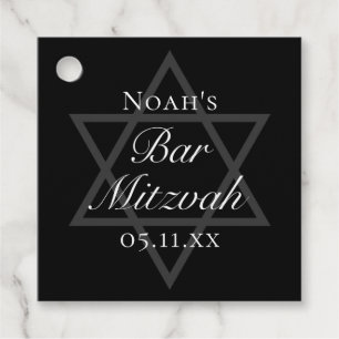 Black Bar Mitswa Ster van David Custom Party Bedankjes Labels