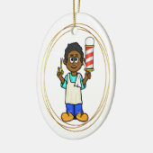 Black Barber-kerstversiering met naam Keramisch Ornament (Links)