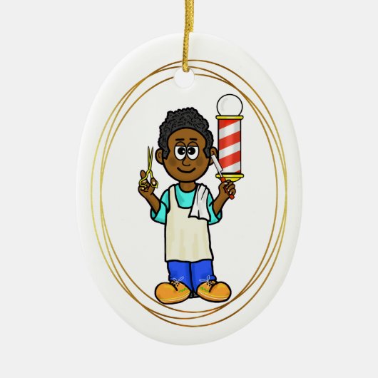 Black Barber-kerstversiering met naam Keramisch Ornament (Voorkant)