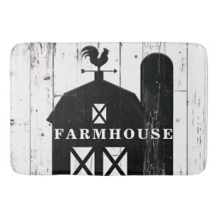 Black Barn White Wood Rustic Country Farmhouse Badmat