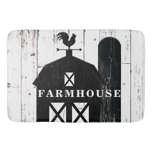 Black Barn White Wood Rustic Country Farmhouse Badmat (Voorkant)