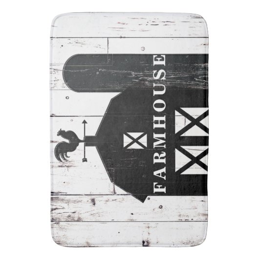 Black Barn White Wood Rustic Country Farmhouse Badmat (Voorkant Verticaal)