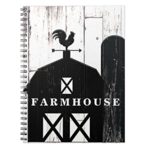 Black Barn White Wood Rustic Country Farmhouse Notitieboek