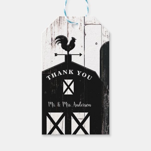 Black Barn White Wood Rustic Farmhouse Weddenschap Cadeaulabel (Voorkant)