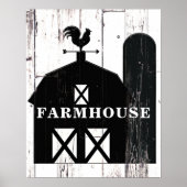 Black Barn White Wood Rustige Farmhouse Wall Art Poster (Voorkant)