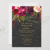 Black Barnboard Burgundy Boho Flowers Kaart (Voorkant)