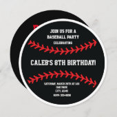 Black Baseball Anniversaire Fête Sports Invitation (Devant / Derrière)