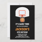 Black Basket Basketball-uitnodigingen Kaart (Voorkant)