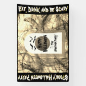 Black Bats Spider Web Full Moon Happy Halloween Spandoek (Verticaal)