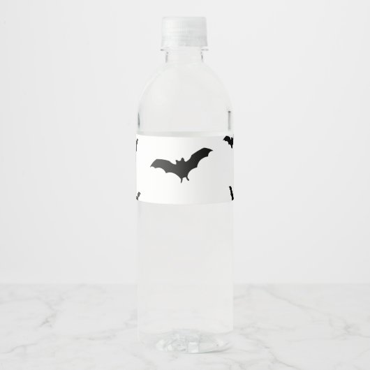 Black Bats & White Cute Halloween Party Chic Waterfles Etiket (Voorkant)