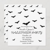 Black Bats & White Cute Halloween Party Kaart (Voorkant / Achterkant)
