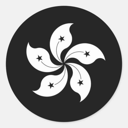 Black Bauhinia flag Ronde Sticker (Voorkant)