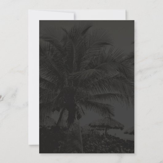 Black Beach Soirée Mariage Palm Trees Invitation (Dos)