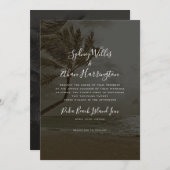 Black Beach Soirée Mariage Palm Trees Invitation (Devant / Derrière)