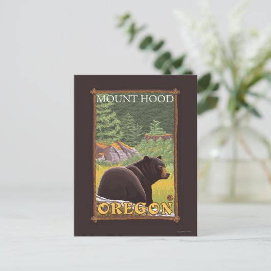 Black Bear in Forest - Mount Hood, Oregon Briefkaart (Staand voorkant)