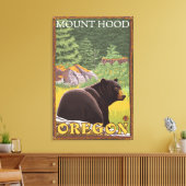 Black Bear in Forest - Mount Hood, Oregon Canvas Afdruk (Insitu (Woonkamer))