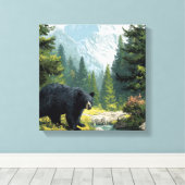 Black Bear Nature Canvas Afdruk (Insitu (Houten vloer))