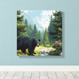 Black Bear Nature Canvas Afdruk