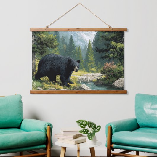 Black Bear Nature  Hangend Wandkleed (Woonkamer)