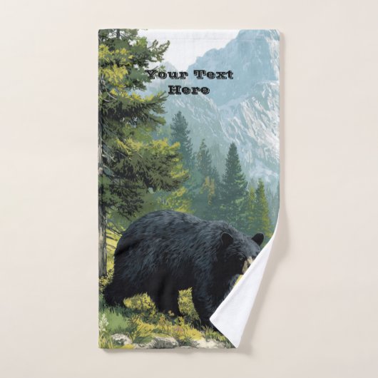 Black Bear Nature Towel Set Personalize It (Serviette à main)