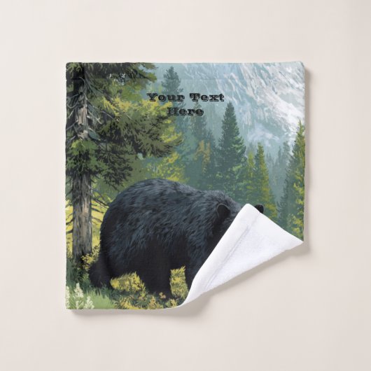 Black Bear Nature Towel Set Personalize It  (Gant de toilette)