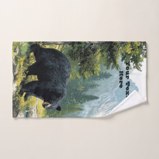 Black Bear Nature Towel Set Personalize It  (Serviette à main)