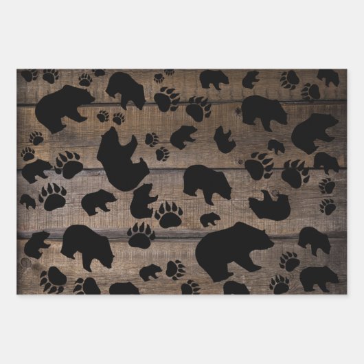 Black Bear Paws Inpakpapier Vel (Voorkant)