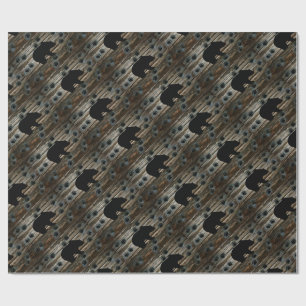 Black Bear Paws Rustic Wood Cadeaupapier