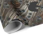 Black Bear Paws Rustic Wood Cadeaupapier (Rol Hoek)