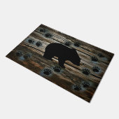 Black Bear Paws Rustic Wood Deurmat (Schuin)