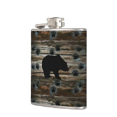 Black Bear Paws Rustic Wood Heupfles (Links)