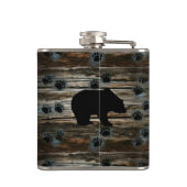 Black Bear Paws Rustic Wood Heupfles (Achterkant)